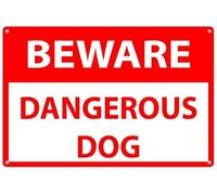 Estiyond Beware Dangerous Dog Aluminum Tin Sign Indoor Or Signs For Home Kitchen Farm Garden Garage Wall Decor 12X8Inch