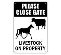 Estiyond Please Close Gate Livestock On Property Symbol Sign Metal Aluminum Tin Sign Uv Protected And Weatherproof 12""X8""