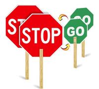 Estleys 2 Pack Stop Go Sign, 13” x 13” Handheld Stop Sign, Aluminum Crossing Guard Signs with Handle, Double Sided Reflective Signs, Waterproof, Weather Resistant