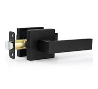 Estmoon 1 Pack Passage Door Handle Matte Black Door Lever, Interior Door Knob Square Heavy Duty Non-Locking Handlesets Hall Closet Handle, Reversible for Right & Left Sided Doors