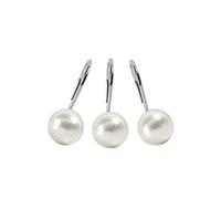 Estmy Elegant Pearl Decorative Shower Curtain Hooks Rings 12PCS, Ivory Artifical Pearl and Rustproof Metal Unique Cute Shower Hooks for Country Farmhouse Shabby Chic Shower Curtain Bathroom Decor