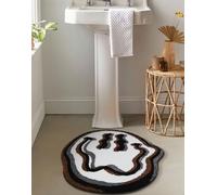 Estmy Happy Face Cute Bath Mat 2ft Trippy Round Bathroom Rugs White/Black Non Slip Washable, Groovy Funky Aesthetic Hippie Boho Funny Cool Plush Bathroom Mat Shower Floor Rug
