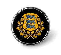 Estonia Estonians National Emblem Round Metal Badge Lapel Pin,Stylish Patriotic Pattern Button Brooch Decorative Badges for Men Women