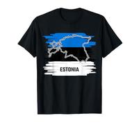 Estonian flag drawing with brush, sketch of map of Estonia T-Shirt