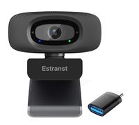 Estranst Quad HD 2K Webcam with Privacy Cover and Noise Cancelling Microphone, Video Streaming Webcam for PC, Computer, Computer