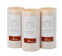 Estrella Blanca Pumpkin Pie Pillar Candles - 3-Pack of 3x6 Scented Soy Wax Candles with Long-Lasting Burn, Warm Spiced Aroma for Home Decor & Gifting