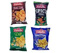 Estrella Chips Combo Pack - Bacon, Cheese And Jalapeno,Dill, Sour Cream Onion Flavours, Crispy And Crunchy Taste Product Of Lithuania Each Pack Of 1