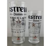 Estrella Damm Pint and Half Pint Glass Set (1 Pint and 1 Half Pint)