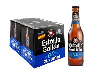 Estrella Galicia Alcohol Free Beer 24 x 330ml Bottles - Premium Spanish Non Alcoholic Lager, Crisp and Refreshing 0.0% Lager with Light Malt and Subtle Hop Flavour