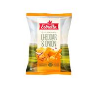 Estrella Kettle Cooked Potato Crisps Cheddar & Red Onion 120g | Crunchy Gourmet Potato Chips | Rich Cheese Flavour Snack
