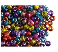 Estrella Pony Beads, 5.5 mm, 300 pieces, Czech Pressed Glass Beads in the Shape of a Roller with a Large Hole, Mix 1 (Semi-Apollo Multicoloured)