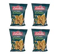Estrella Spring Onion Flavour Chips 130G Crinkle Cut Potato Chips, Crispy And Crunchy Taste Product Of Lithuania Pack Of 4