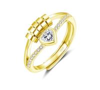 Estrellique Silver 925 Anxiety Rings, 925 Sterling Silver Anti-Stress-ring, Unisex Decompression Rings with Bead, Spinner Fidget Ring with Cubic Zircon, Open Adjustable Anxiety Ring for Anxious People
