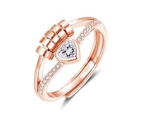 Estrellique Silver 925 Anxiety Rings, 925 Sterling Silver Anti-Stress-ring, Unisex Decompression Rings with Bead, Spinner Fidget Ring with Cubic Zircon, Open Adjustable Anxiety Ring for Anxious People