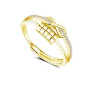 Estrellique Silver 925 Anxiety Rings, 925 Sterling Silver Anti-Stress-ring, Unisex Decompression Rings with Bead, Spinner Fidget Ring with Cubic Zircon, Open Adjustable Anxiety Ring for Anxious People