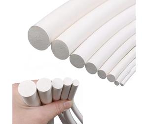 Estresen Silicone Foam Seal Strip Round Dia.12mm x 1M Long, Solid Sponge White Strip Soft Durable for DIY Gasket, Pads, Foam Tubing, Crafts