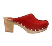 ESTRO CDL03 Women's Leather Clogs Wooden Shoes, red, 35 EU