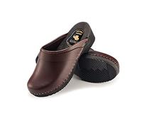ESTRO CDL07 Women's Leather Wooden Shoes - Clogs Men's Wooden Clogs Women's with Non-Slip Sole, brown, 7 UK