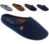ESTRO Felt Slippers Men's Slippers Men's Felt Slippers with Rubber Sole Slippers Men Felt Men Slippers Warm REX, indigo, 12 UK