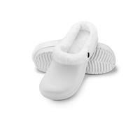 ESTRO Fur Lined Clogs Women - Gardening Clogs for Women Garden Shoes for Men Gardening Shoes Men A12 (4 UK, White)