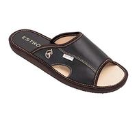 ESTRO Mens Leather Home Mule - Men's Slippers Memory Sole VERANO (8 UK, Cocoa)