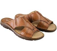 ESTRO Men's leather sandals Non-slip sole Open toe S1 (8 UK, Brown)