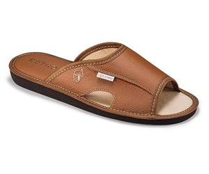 ESTRO Mens Leather Slippers - Home Mule Men's Slippers Memory Sole VERANO (12 UK, Gold)