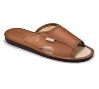 ESTRO Mens Leather Slippers - Home Mule Men's Slippers Memory Sole VERANO (6 UK, Gold)