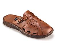 ESTRO Men's Sandals Leather Mules - Men's Summer Leather Mules with Non-Slip Sole S4, Rust Brown, 10 UK