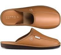 ESTRO Mens Slippers Men House Shoes Leather Home Mule Men's Slipper Memory Sole RUST (12 UK, Gold)