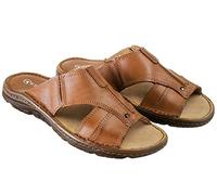 ESTRO Sandals Men Summer Leather - Sandals Men Leather Flip Flops Leather with Non-Slip Rubber Sole s1, brown, 11.5 UK