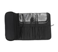 Estuche de viaje para brochas de maquillaje, 12 ranuras, estuche para brochas de maquillaje plegable multifuncional, Negro, compacto, ligero, portátil, organizador de brochas de