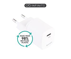 eSTUFF 100% Recycled Plastic - Home Charger USB-C PD 3A 20W. EU Plug -