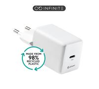 eSTUFF INFINITE (GRS) USB-C GaN Charger 45W PD, EU Plug - White, Bulk Pack