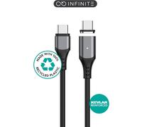 eSTUFF INFINITE Magnetic USB-C to USB-C Cable 2m Black, USB 2.0, 100W PD, 2 x USB-C Tips (ES604265) - Retail Pack