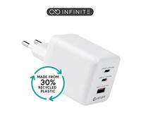 eSTUFF INFINITE USB-C Charger 100W GaN PD, 2x USB-C + 1x USB-A, EU Plug - White (ES637100)