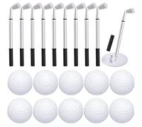 Estune 12 Pcs Golf Ballpoint Pen and 12 Pads Golf Sticky Notes Set Cool Golf Party Favors Mini Decorative Golf Pens Funny Sports Golfing Club Props Black Gel Ink for Office Coworkers Stationery