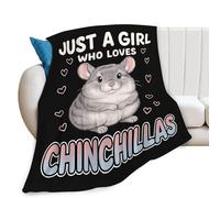 Estused Chinchillas Blanket Gifts for Kids Boys Adults, Just A Girl Who Loves Chinchillas Throw, Lightweight Fuzzy Fleece Throw, Animal Fleece Flannel Gifts Blankets for Couch Sofa Bed 50"x40"