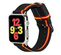 ESTUYOYA Spain Strap compatible with Apple Watch 41mm 40mm 38mm, (42mm-Serie 10), Spanish Flag Nylon Bracelet Sports for iWatch Series 10 9 8 7 6 5 4 3 2 1 SE SE2 Lineblack - Silver