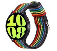 ESTUYOYA - Watch Strap 20mm Compatible with Samsung Galaxy Watch 7/6/5/4/FE 44mm 40mm/6 Classic/5 Pro/4 Classic, Nylon Bracelet Rainbow Colours Gay Pride LGTBQ+ - Black