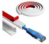 Esufeir 118"/3m White One Cord Trunking for Electric Cables,Soft Pvc Side Opening Cable Tidy Hiders for Wall,Flexible Self Adhesive Conduit Trunking Hide Wires Wall Mounted Tv,Cable Sleeve Organiser