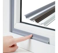 Esufeir 196inch/5m Gray T Shape Draft Excluder for Sash Windows and Doors | Weather Stripping Draught Sound Proofing Seal Strip,Self Adhesive PU Foam Insulation Tape Cold Stopper Noise Wind Gap Blocker