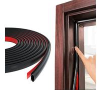Esufeir 236”/6M D-shape Rubber Door Sealing Strip Upvc Window Weather Stripping for 2.5-6mm Gap,Self Adhesive Pvc Soundproofing Front Door Frame Insulation Seal Draft Excluder,Noise Wind Blocker,Black