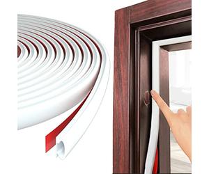 Esufeir 236”/6M D-shape Rubber Door Sealing Strip Upvc Window Weather Stripping for 2.5-6mm Gap,Self Adhesive Pvc Soundproofing Front Door Frame Insulation Seal Draft Excluder,Noise Wind Blocker,White