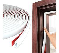 Esufeir 49Ft/15M D-Shape Rubber Door Sealing Strip Upvc Window Weather Stripping for 2.5-6mm Gap,Self Adhesive Soundproofing Front Door Frame Insulation Seal Draft Excluder,Noise Wind Blocker,White