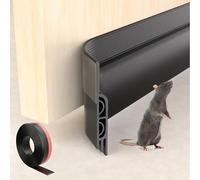 ESUFEIR 78"/2M Draft Excluder for Doors,Self Adhesive Draught Excluder for Bottom of Door,Silicone Draft Stopper Seal Strip for Soundproofing and Insulatuion,Black 78" L x2" W