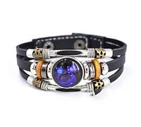 EsUkar 12 Zodiac Signs Constellation Men's Multilayer Leather Bracelets bohemia adjustable bracelet Luminous Bracelets Wristband Bangle For Traveling Gifts,Aquarius