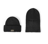 ESUKAR 2 in 1 Mask Beanie Full Face Cover Winter Man Thicken Knitted Warmer Hat Outdoor Ski Skate Windproof Ear Protection Bonnet Hats Black