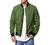EsUkar Jackets For Men Uk,Men'S Tactical Bomber Jacket Green American Retro Transitional Jacket Windproof Lightweight Cropped Jacket Multiple Pockets Outdoor Hippie Jvacket,L