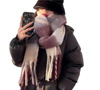 ESUKAR Ladies Scarf Warm Elegant, Mohair Rainbow Winter Plaid Cashmere Scarf Shawl Wrap Chequered Scarves Necks Warm Long Tassel Thicker bufanda invierno